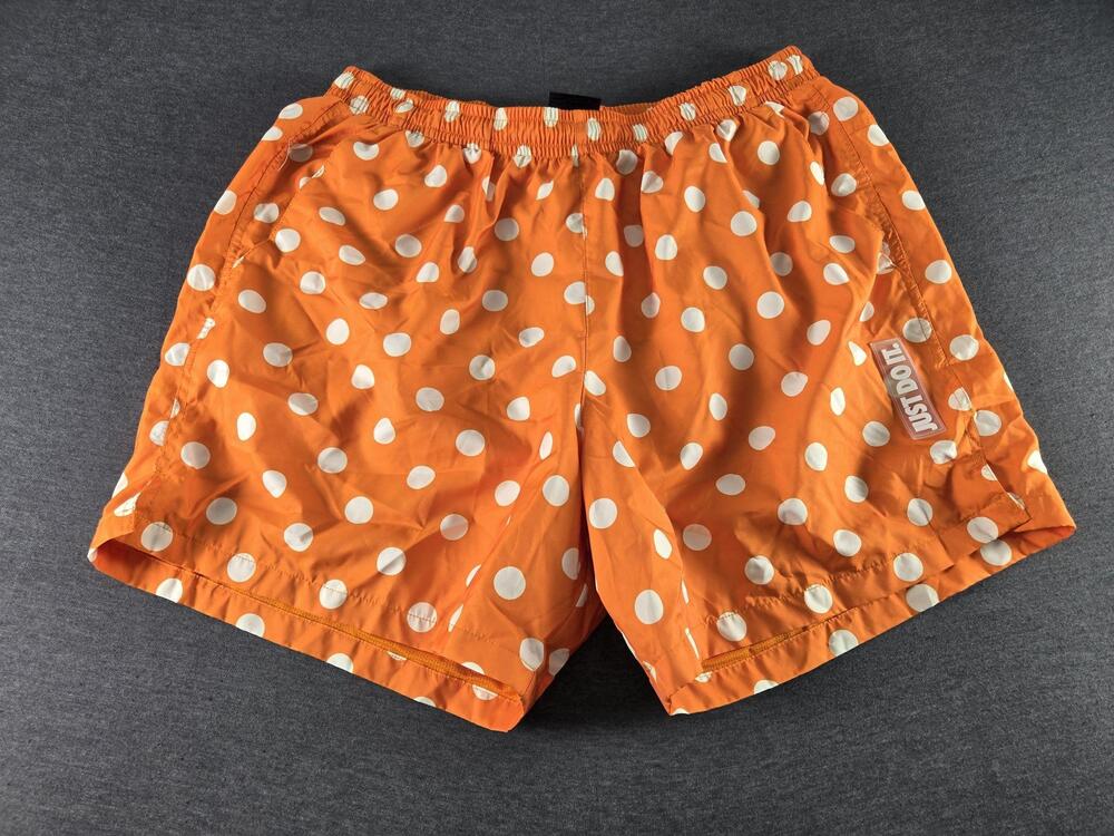 Nike Shorts Mens 2XL Orange Polka Dot Swim Trunks Lined Drawstring Pockets